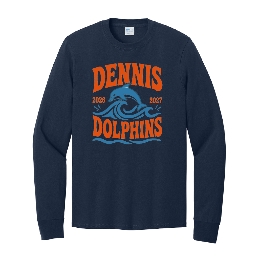 Adult Wave Long Sleeve Tee - Navy